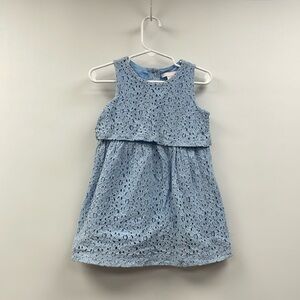 Girl's Janie & Jack Nantucket Breeze Floral Lace Sleeveless A-Line Dress Blue 2T